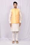 Buy_Arihant Rai Sinha_Yellow Art Silk Bundi And Kurta Set_Online_at_Aza_Fashions