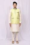 Arihant Rai Sinha_Yellow Art Silk Woven Bundi And Kurta Set_Online_at_Aza_Fashions