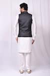 Shop_Samyukta Singhania_Grey Art Silk Na Textured Sleeveless Nehru Jacket Kurta Set_at_Aza_Fashions