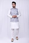 Buy_Aryavir Malhotra_Multi Color Cotton Silk Geometric Print Bundi And Kurta Set_at_Aza_Fashions