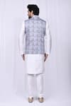 Shop_Aryavir Malhotra_Multi Color Cotton Silk Geometric Print Bundi And Kurta Set_at_Aza_Fashions