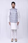 Buy_Aryavir Malhotra_Multi Color Cotton Silk Geometric Print Bundi And Kurta Set_Online_at_Aza_Fashions