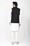 Shop_Aryavir Malhotra_Black Bundi Poly Silk Plain Mandarin Collar And Kurta Set_at_Aza_Fashions