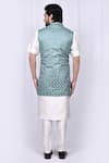 Shop_Arihant Rai Sinha_Green Art Silk Embroidered Geometric Bundi And Kurta Set _at_Aza_Fashions