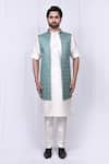 Buy_Arihant Rai Sinha_Green Art Silk Embroidered Geometric Bundi And Kurta Set _Online_at_Aza_Fashions