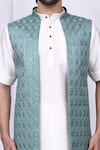 Arihant Rai Sinha_Green Art Silk Embroidered Geometric Bundi And Kurta Set _at_Aza_Fashions