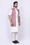 Arihant Rai Sinha_Purple Art Silk Embroidered Geometric Bundi And Kurta Set _Online_at_Aza_Fashions