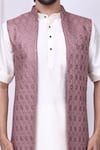 Arihant Rai Sinha_Purple Art Silk Embroidered Geometric Bundi And Kurta Set _at_Aza_Fashions