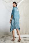 Shop_Kamaali Pret_Blue Bamberg Satin Horse Motif V Neck Print Shift Dress _at_Aza_Fashions