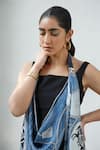Kamaali Pret_Blue Horse Print Scarf _Online_at_Aza_Fashions