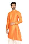 Buy_Aryavir Malhotra_Orange Sherwani Silk Pant Cotton Asymmetric And Dhoti Set _at_Aza_Fashions