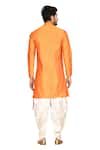 Shop_Aryavir Malhotra_Orange Sherwani Silk Pant Cotton Asymmetric And Dhoti Set _at_Aza_Fashions