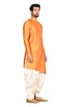 Aryavir Malhotra_Orange Sherwani Silk Pant Cotton Asymmetric And Dhoti Set _Online_at_Aza_Fashions