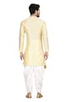 Shop_Aryavir Malhotra_Yellow Sherwani Silk Pant Cotton Asymmetric And Dhoti Set _at_Aza_Fashions