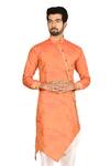 Buy_Aryavir Malhotra_Orange Sherwani Silk Asymmetric And Churidar Set_at_Aza_Fashions
