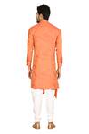 Shop_Aryavir Malhotra_Orange Sherwani Silk Asymmetric And Churidar Set_at_Aza_Fashions