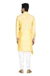 Shop_Aryavir Malhotra_Yellow Sherwani Silk Pant Cotton Embroidered And Churidar Set _at_Aza_Fashions