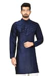 Buy_Arihant Rai Sinha_Blue Art Silk Pleated Kurta Set _at_Aza_Fashions