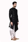 Arihant Rai Sinha_Black Dupion Silk Asymmetric Kurta And Dhoti Pant Set_Online_at_Aza_Fashions