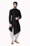 Buy_Arihant Rai Sinha_Black Dupion Silk Asymmetric Kurta And Dhoti Pant Set_Online_at_Aza_Fashions