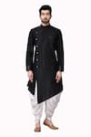 Shop_Arihant Rai Sinha_Black Dupion Silk Asymmetric Kurta And Dhoti Pant Set_Online_at_Aza_Fashions