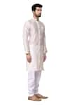 Arihant Rai Sinha_White Dupion Silk Mandarin Collar Kurta Set_Online_at_Aza_Fashions