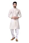 Buy_Arihant Rai Sinha_White Dupion Silk Mandarin Collar Kurta Set_Online_at_Aza_Fashions