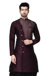 Buy_Arihant Rai Sinha_Maroon Dupion Silk Layered Kurta And Dhoti Pant Set_at_Aza_Fashions