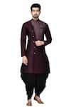 Buy_Arihant Rai Sinha_Maroon Dupion Silk Layered Kurta And Dhoti Pant Set_Online_at_Aza_Fashions