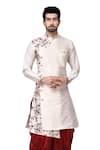 Buy_Arihant Rai Sinha_White Art Silk Printed Kurta And Dhoti Pant Set_at_Aza_Fashions