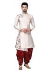 Buy_Arihant Rai Sinha_White Art Silk Printed Kurta And Dhoti Pant Set_Online_at_Aza_Fashions