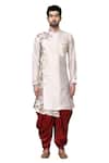 Shop_Arihant Rai Sinha_White Art Silk Printed Kurta And Dhoti Pant Set_Online_at_Aza_Fashions