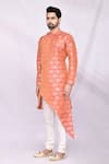 Shop_Arihant Rai Sinha_Orange Art Silk Floral Print Kurta Set _Online_at_Aza_Fashions