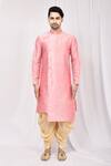 Buy_Arihant Rai Sinha_Pink Art Silk Asymmetric Kurta And Cowl Pant Set_Online_at_Aza_Fashions