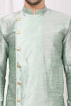 Arihant Rai Sinha_Green Dupion Silk Asymmetric Kurta And Cowl Pant Set_at_Aza_Fashions