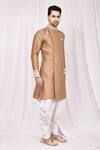 Arihant Rai Sinha_Brown Art Silk Asymmetric Kurta And Cowl Pant Set_Online_at_Aza_Fashions