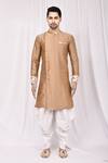 Buy_Arihant Rai Sinha_Brown Art Silk Asymmetric Kurta And Cowl Pant Set_Online_at_Aza_Fashions