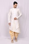 Buy_Arihant Rai Sinha_White Kurta Art Silk Printed And Dhoti Pant Set _at_Aza_Fashions