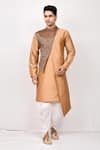 Buy_Arihant Rai Sinha_Brown Fancy Jacquard Art Silk Asymmetric Kurta Set _at_Aza_Fashions