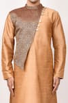 Arihant Rai Sinha_Brown Fancy Jacquard Art Silk Asymmetric Kurta Set _at_Aza_Fashions