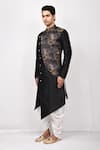 Arihant Rai Sinha_Black Fancy Jacquard Art Silk Asymmetric Kurta Set _Online_at_Aza_Fashions