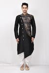 Buy_Arihant Rai Sinha_Black Fancy Jacquard Art Silk Asymmetric Kurta Set _Online_at_Aza_Fashions