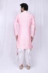 Shop_Aryavir Malhotra_Pink Art Silk Printed Abstract Asymmetric Kurta And Cowl Pant_at_Aza_Fashions