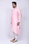Buy_Aryavir Malhotra_Pink Art Silk Printed Abstract Asymmetric Kurta And Cowl Pant_Online_at_Aza_Fashions