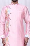 Shop_Aryavir Malhotra_Pink Art Silk Printed Abstract Asymmetric Kurta And Cowl Pant_Online_at_Aza_Fashions