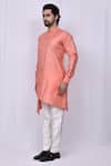 Buy_Khwaab by Sanjana Lakhani_Pink Art Silk Jacquard Asymmetric Kurta Set_Online_at_Aza_Fashions