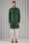 Buy_Punit Arora_Green Silk Embroidered Kurta And Dhoti Pant Set _at_Aza_Fashions