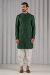 Shop_Punit Arora_Green Silk Embroidered Kurta And Dhoti Pant Set _at_Aza_Fashions