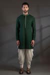 Shop_Punit Arora_Green Modal , Matka Embroidered Bundi And Kurta Set _at_Aza_Fashions