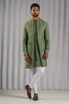 Buy_Punit Arora_Green Cotton Silk Embroidered Bundi And Kurta Set _at_Aza_Fashions